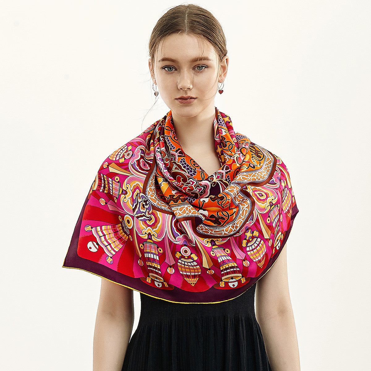 Silk Scarf Large Square for Women – 100% Pure Silk Luxury Shawl