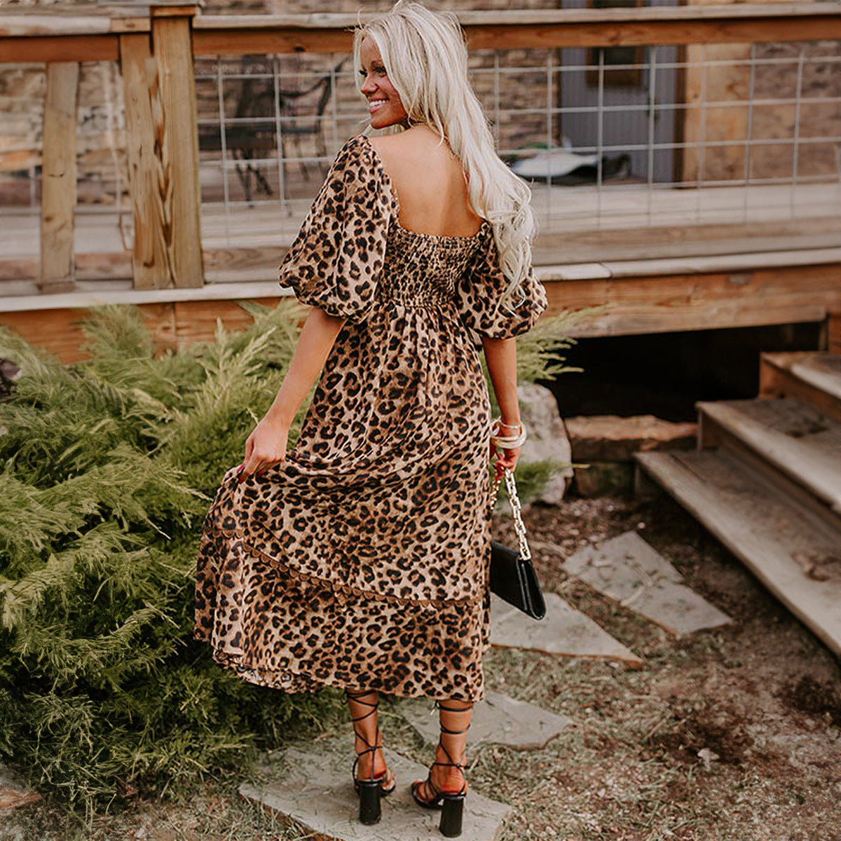 Lantern Sleeve Boho Flowing Elegant Summer Dress
