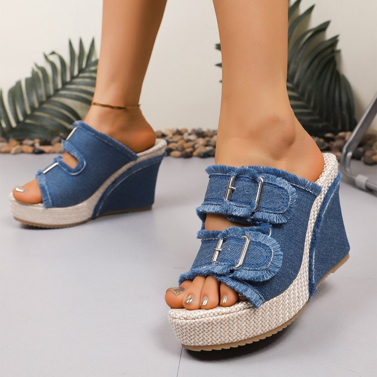 Plus Size Women's New Denim Sandals