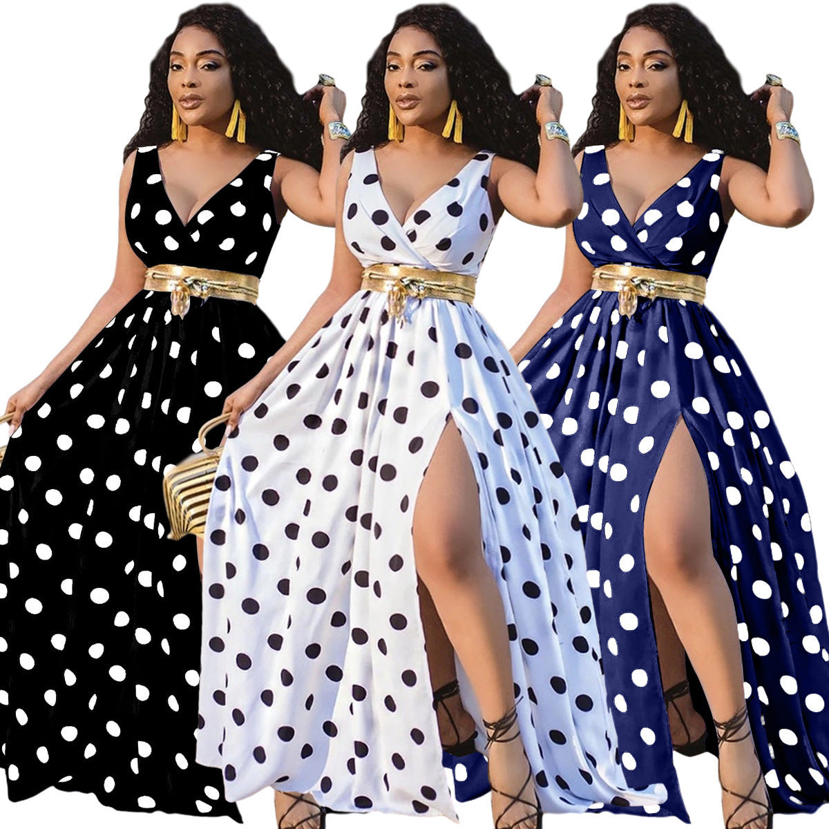 Sexy Women Belt Plus Size Forked Club Dresses