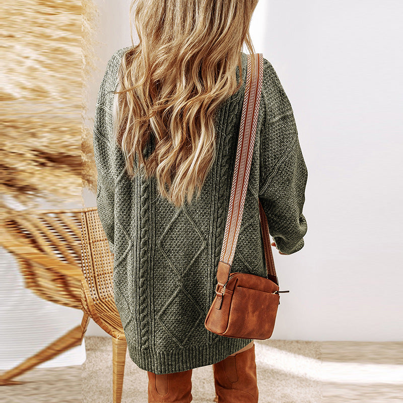 Casual High Waist Long Sleeve Pullover Dress for Women