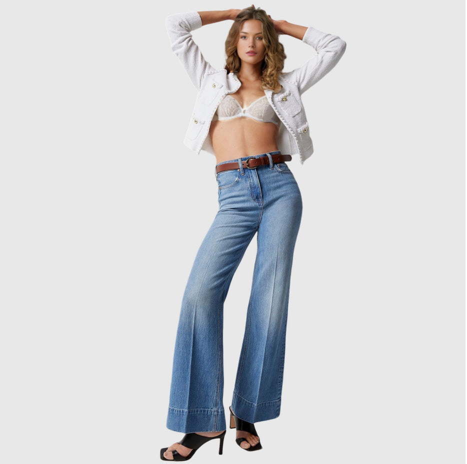 High Elastic Mid Waist Fashion Jeans