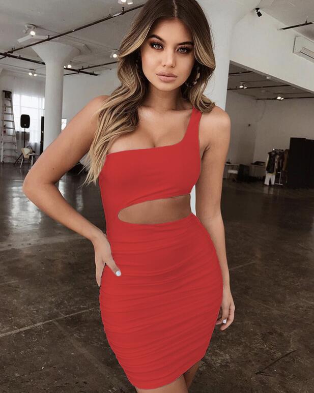 Slim One-shoulder Short Dress For Women