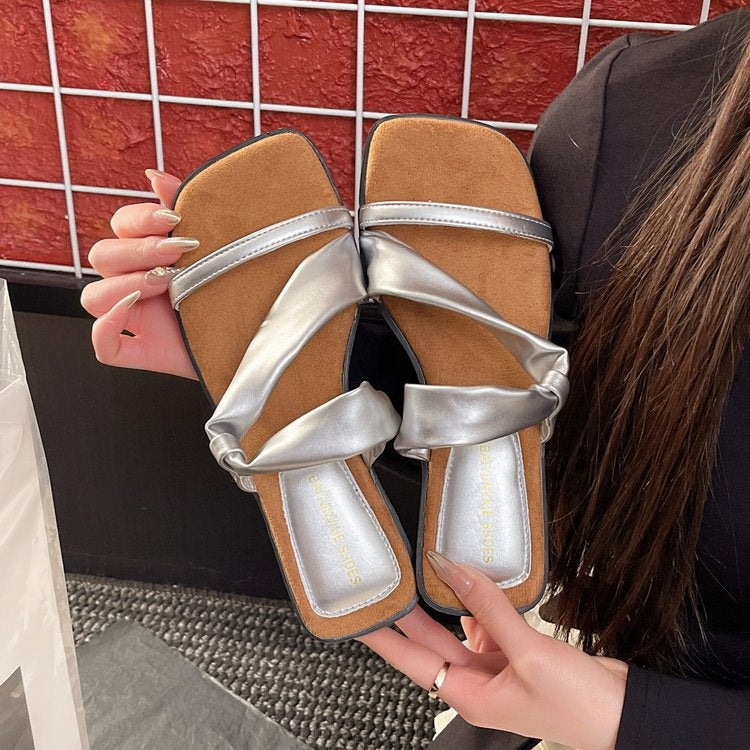 French Style Low Heel Slippers For Women