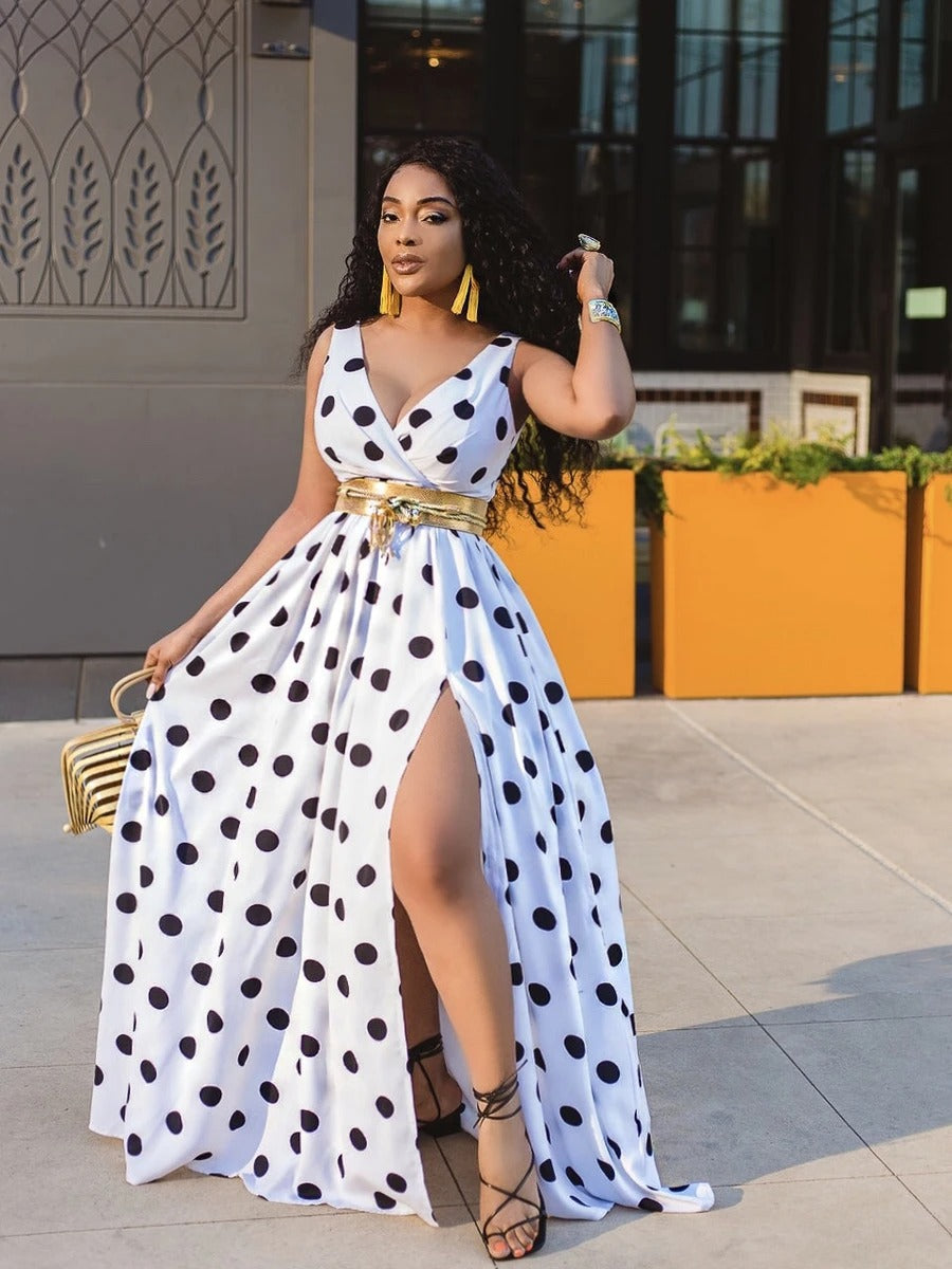 Sexy Women Belt Plus Size Forked Club Dresses