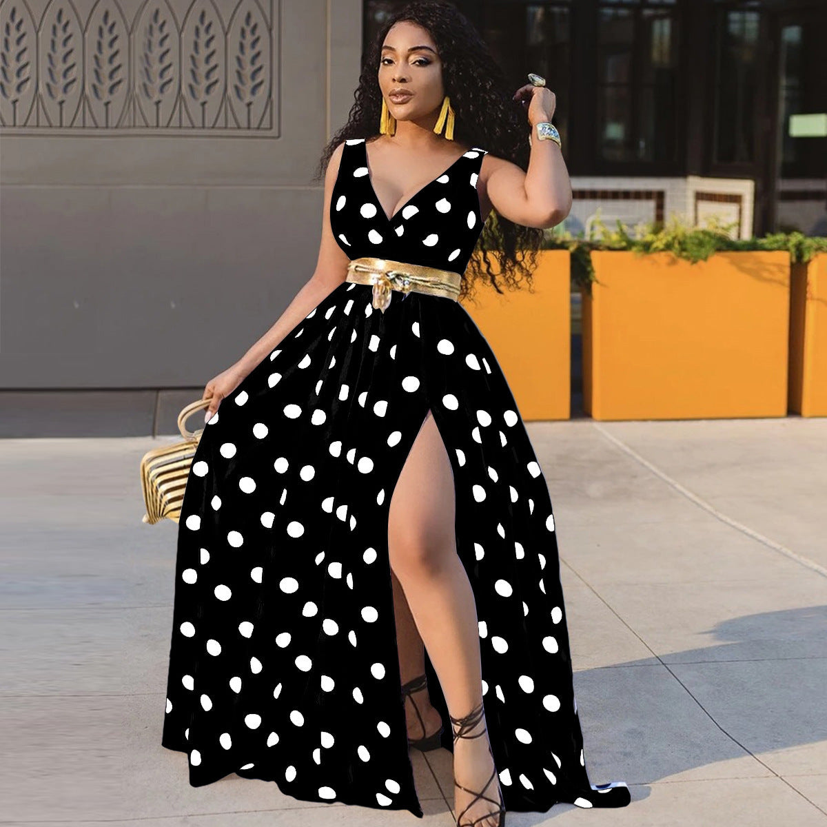 Sexy Women Belt Plus Size Forked Club Dresses