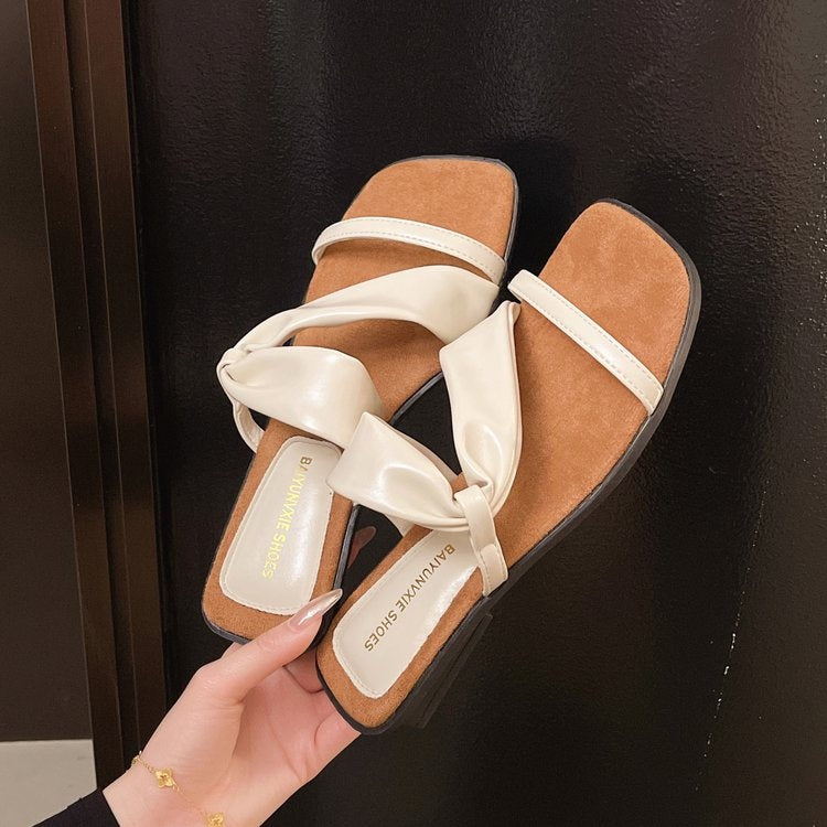French Style Low Heel Slippers For Women