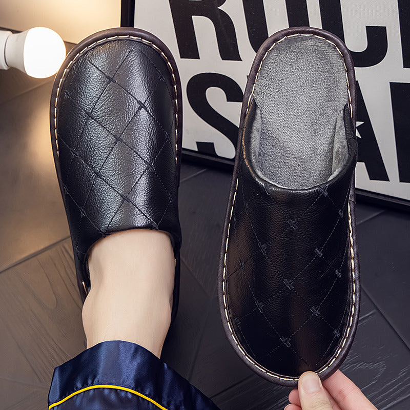 Fleece lined Leather Warm  Slippers