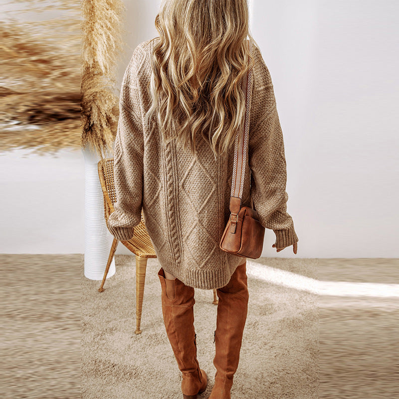 Casual High Waist Long Sleeve Pullover Dress for Women