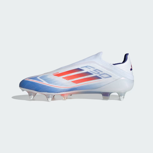   F50 Elite Laceless Soft Ground Soccer Cleats Cloud White Solar Red Lucid Blue  