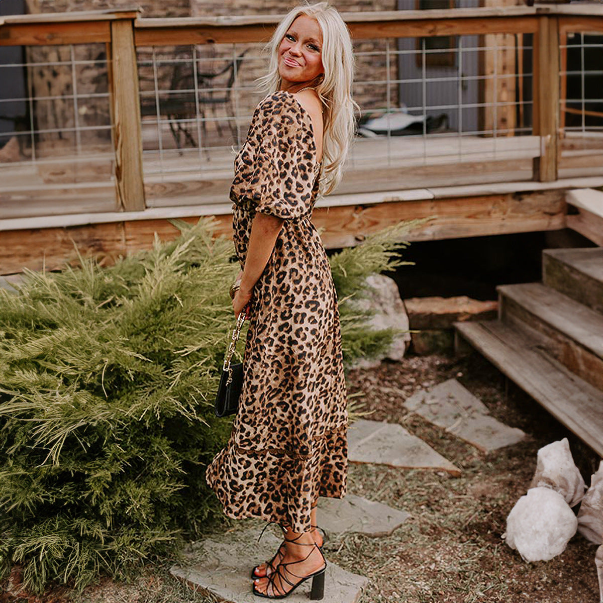 Lantern Sleeve Boho Flowing Elegant Summer Dress