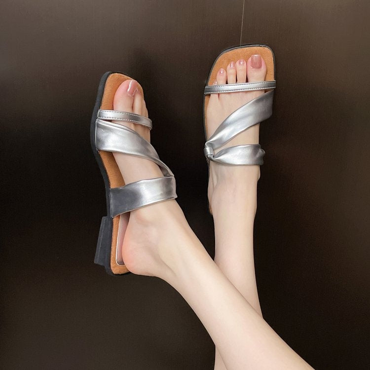 French Style Low Heel Slippers For Women