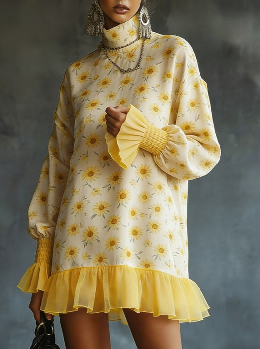 Gentle Style High-neck Dress For Women