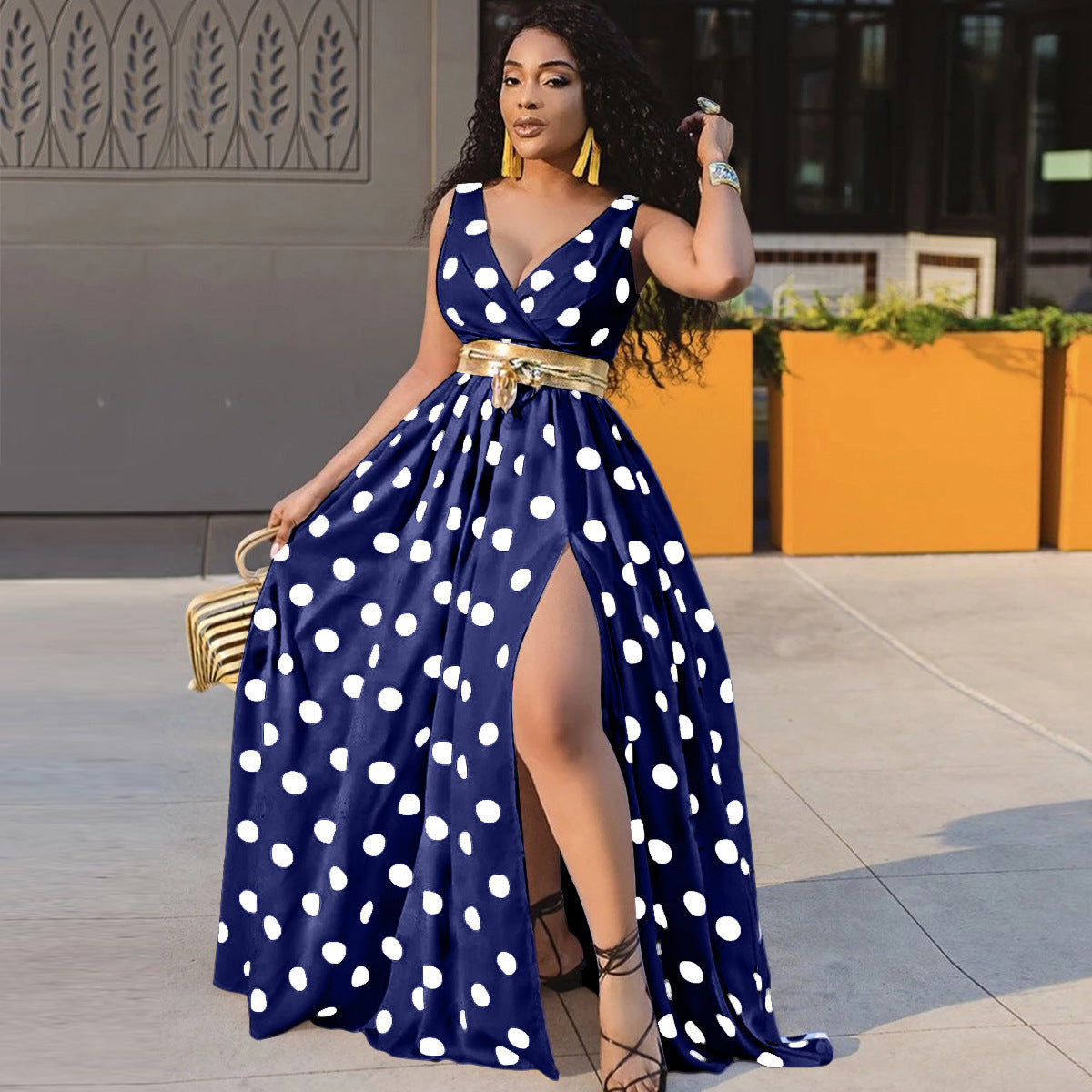 Sexy Women Belt Plus Size Forked Club Dresses