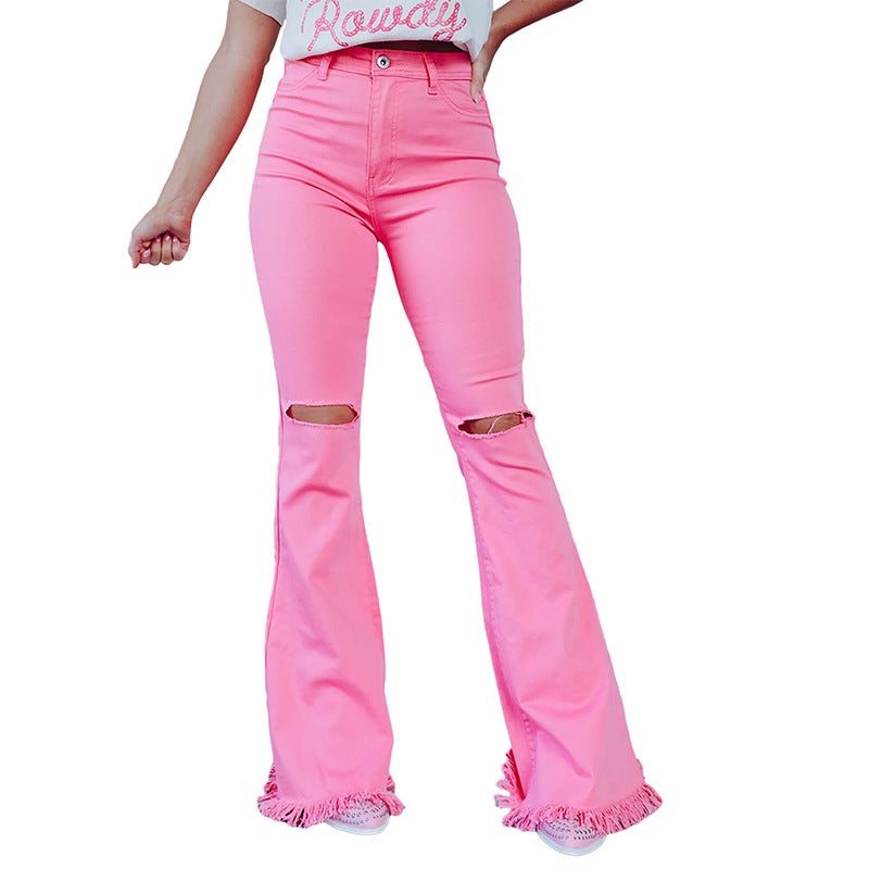 Solid Color Flared Fashion Trousers
