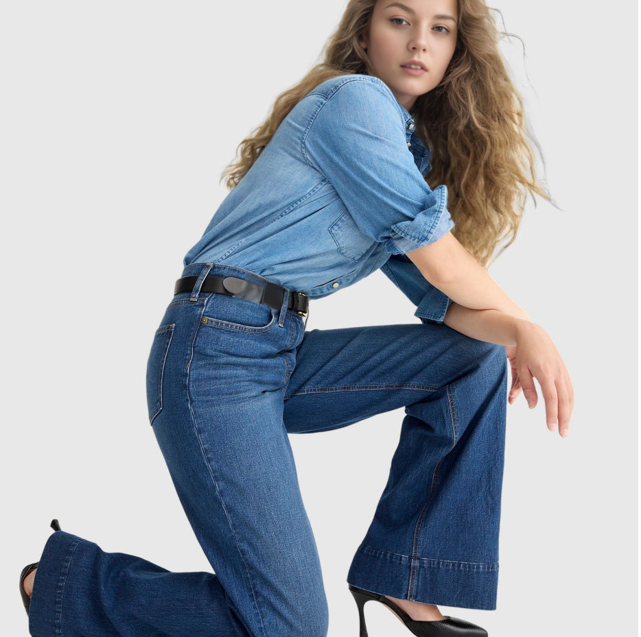 High Elastic Mid Waist Fashion Jeans