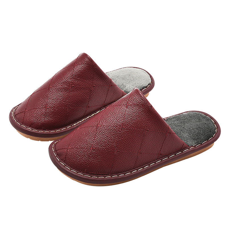 Fleece lined Leather Warm  Slippers