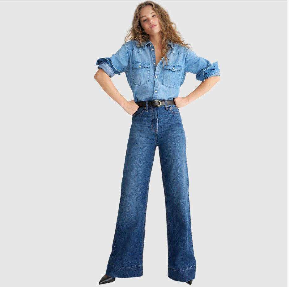 High Elastic Mid Waist Fashion Jeans