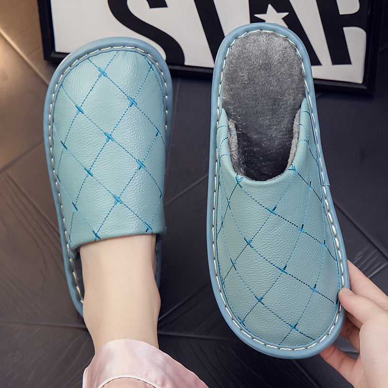 Fleece lined Leather Warm  Slippers