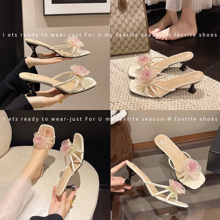 Elegant Women Purple Rose Slippers