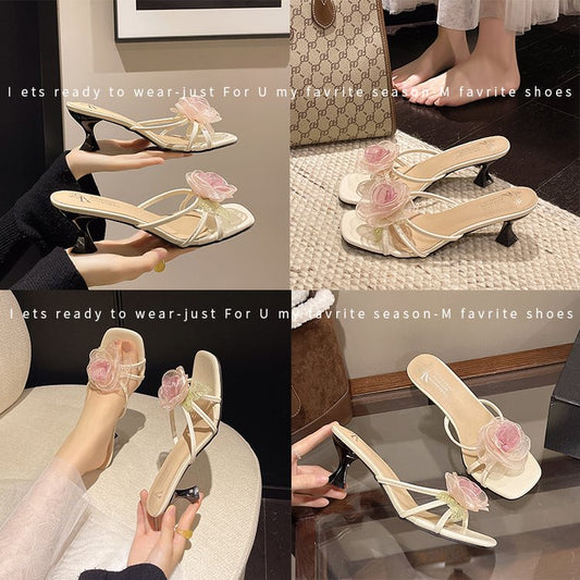 Elegant Women Purple Rose Slippers