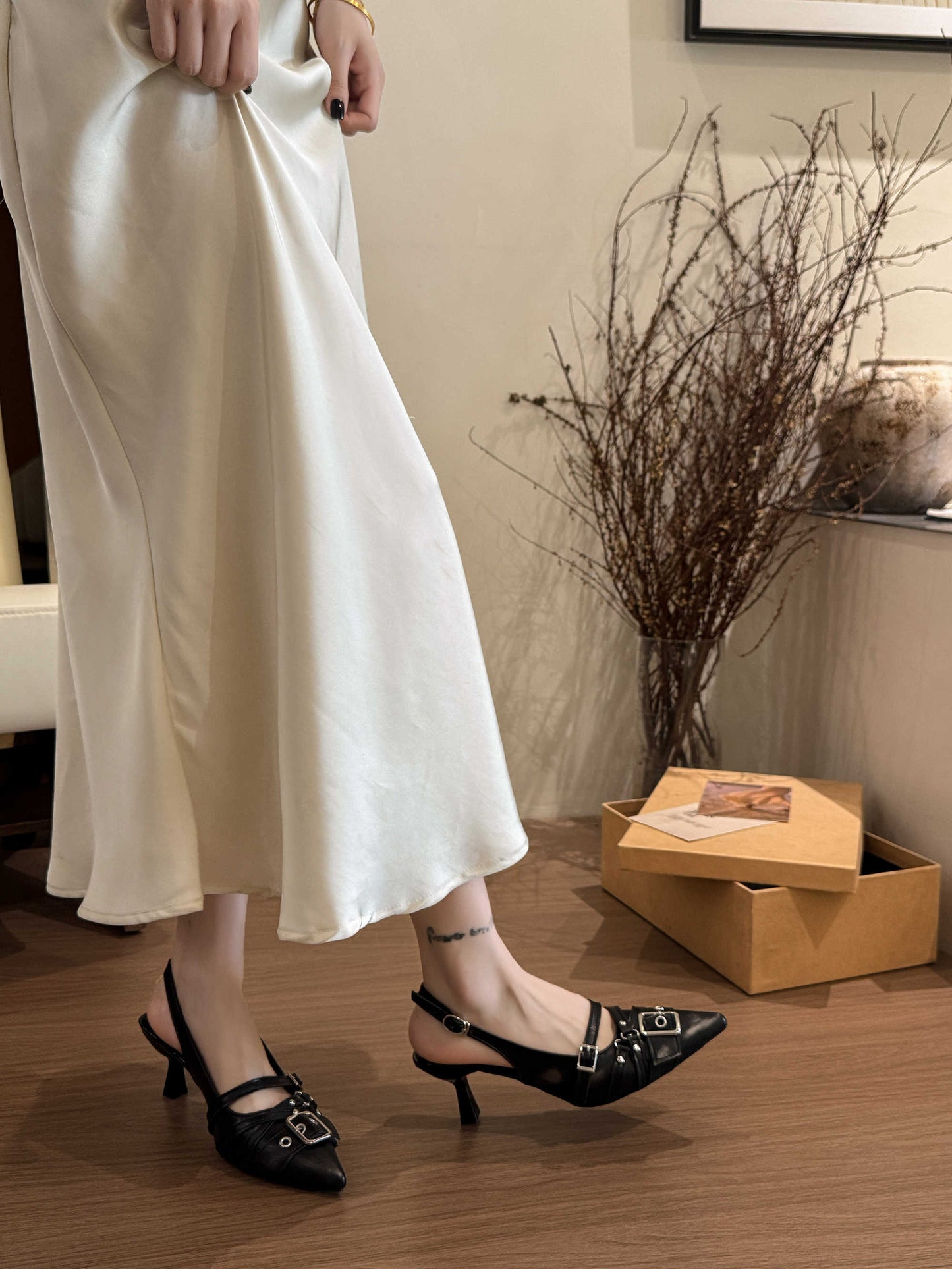 Belt Buckle Pointed High Heels