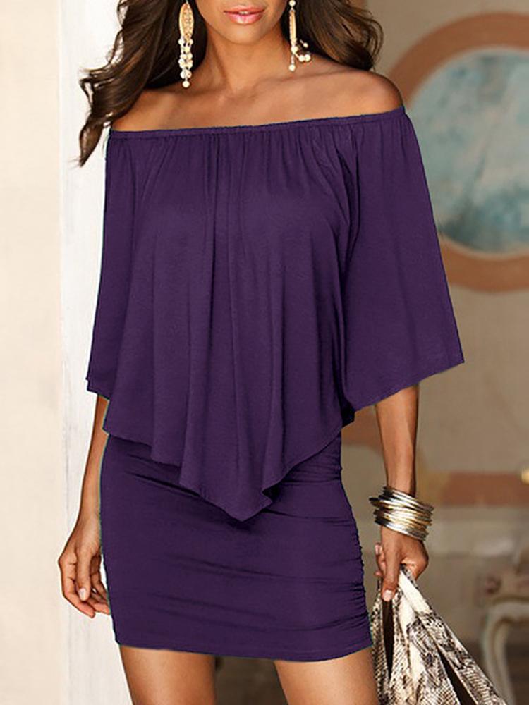 Casual summer slim fit off shoulder mini dress for women