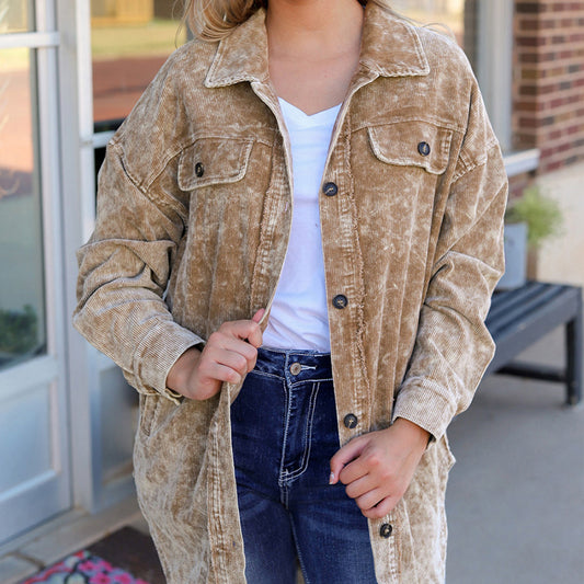 Thigh-length casual jacket for women everyday style